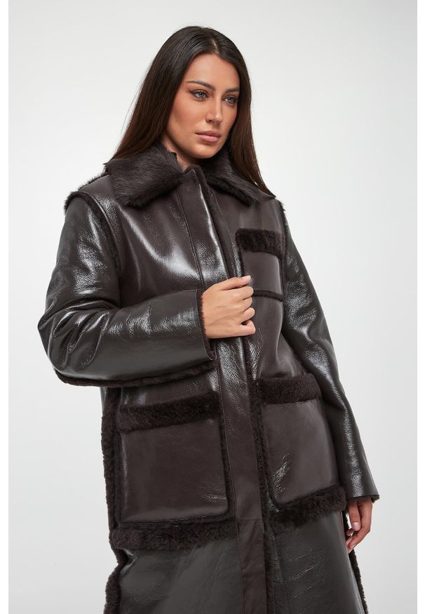 Płaszcz damski skórzany dwustronny DIEGO M. Materiał: skóra