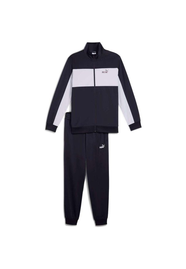 Dres Puma Poly Colorblock Suit, Mężczyźni. Kolor: niebieski. Materiał: dresówka. Sport: fitness
