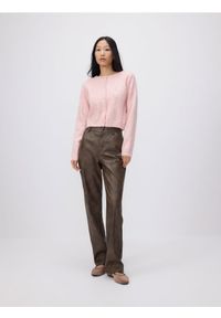 Reserved - Kardigan z cekinami - różowy. Kolor: różowy. Materiał: dzianina, wełna #1