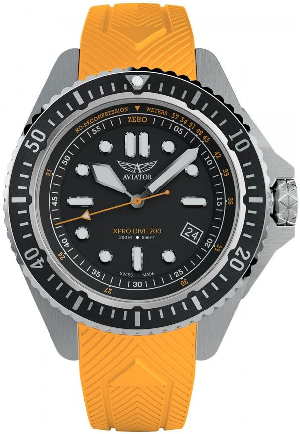 AVIATOR - Zegarek męski Aviator V.1.42.0.371.0 pomarańczowy. Kolor: pomarańczowy