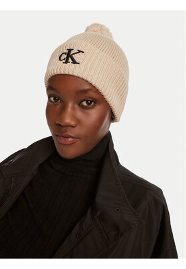Calvin Klein Czapka Seasonal K60K612653 Beżowy. Kolor: beżowy. Materiał: materiał, bawełna
