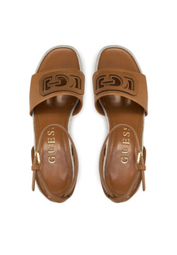 Guess Espadryle FLJTAN LEA04 Brązowy. Kolor: brązowy. Materiał: skóra