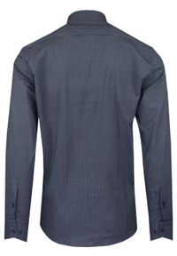 Taliowana Koszula Męska - Victorio - Drobny Wzór, Granat. Kolor: niebieski. Materiał: elastan, bawełna. Styl: elegancki #4