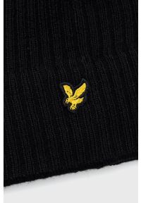 Lyle & Scott Czapka kolor czarny z cienkiej dzianiny wełniana. Kolor: czarny. Materiał: wełna, dzianina #3