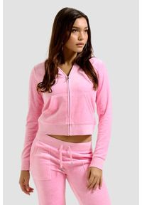 Juicy Couture - JUICY COUTURE Różowa bluza damska Robertson Hoodie, Rozmiar M. Kolor: różowy