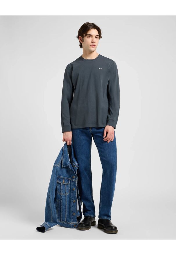 Lee - MĘSKA KOSZULKA LEE LS PATCH LOGO TEE WASHED BLACK 112370500