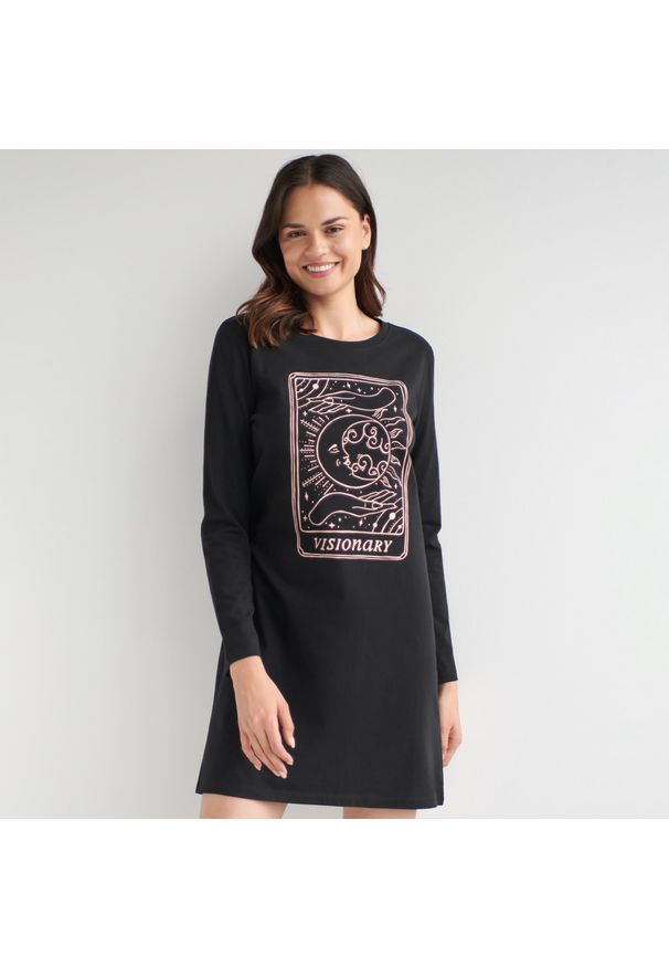 Sinsay - Koszula nocna - Czarny. Kolor: czarny