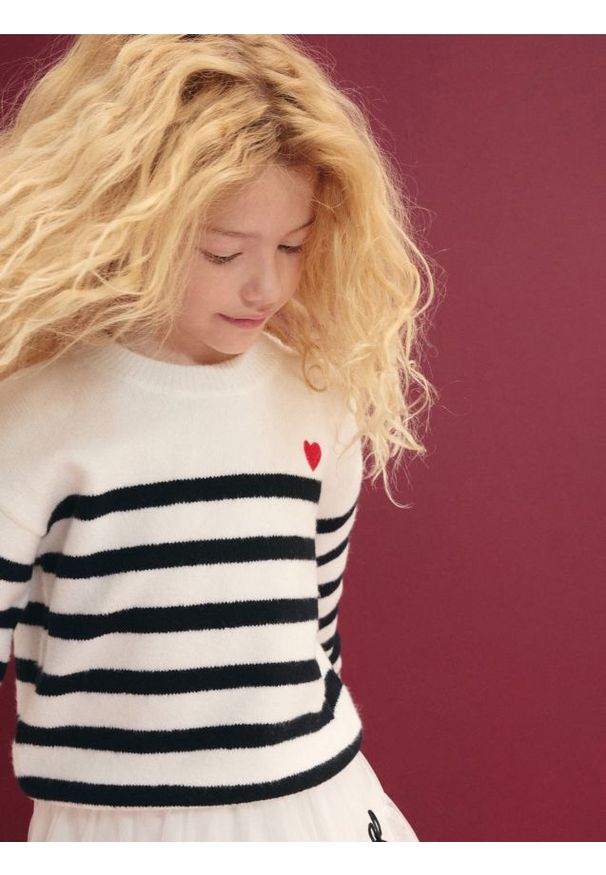 Reserved - Sweter w paski - wielobarwny. Materiał: dzianina. Wzór: paski