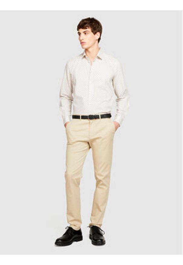 Sisley Koszula 5PFRSQ02D Beżowy Regular Fit. Kolor: beżowy. Materiał: bawełna