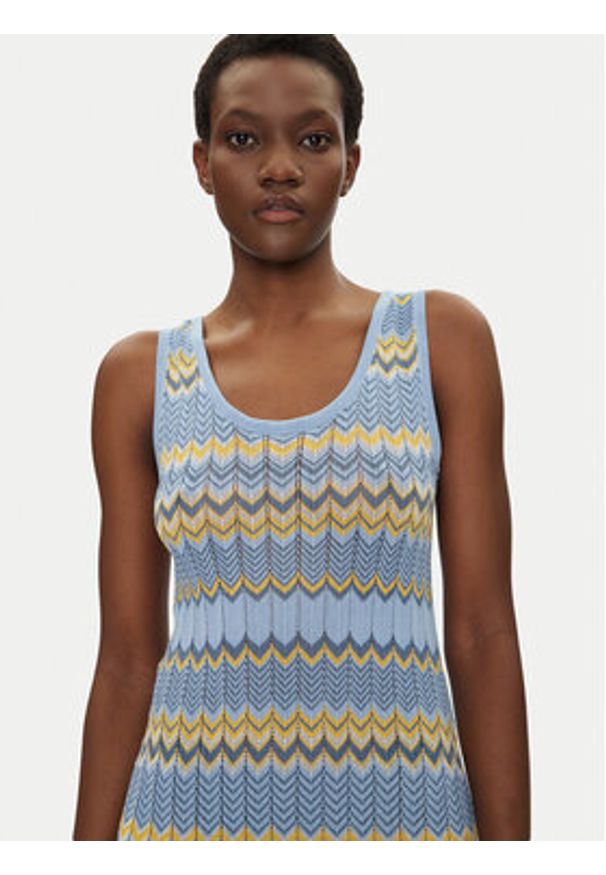 Iconique Sukienka dzianinowa IC25-061 Niebieski Regular Fit. Kolor: niebieski. Materiał: wiskoza