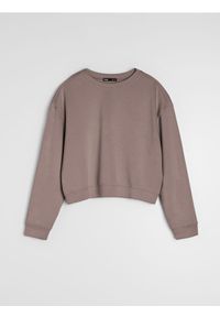 Sinsay - Bluza basic - brązowy. Kolor: brązowy. Materiał: wiskoza, dzianina