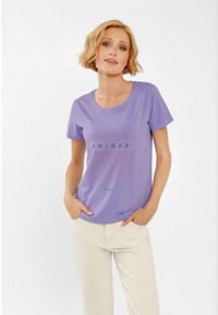 Volcano - T-shirt z nadrukiem T-SLOW. Kolekcja: plus size. Kolor: fioletowy. Materiał: materiał. Wzór: nadruk. Styl: klasyczny