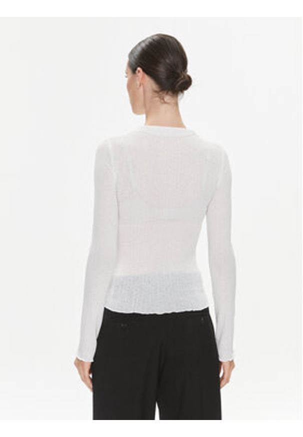 Gina Tricot Bluzka 22251 Biały Slim Fit. Kolor: biały. Materiał: syntetyk
