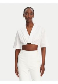 Elisabetta Franchi Bluzka CA12452E2 100 Biały Regular Fit. Kolor: biały. Materiał: wiskoza