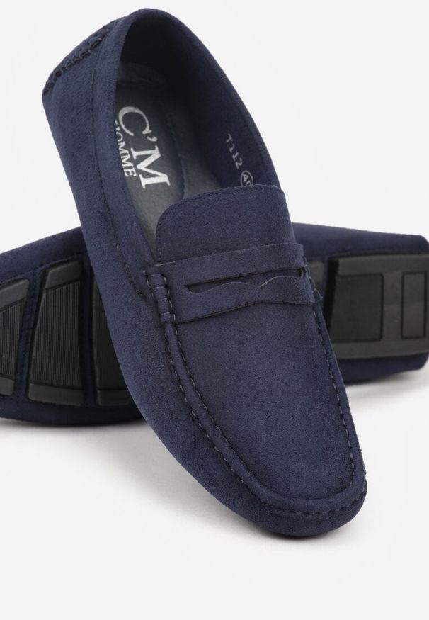 Born2be - Granatowe Półbuty Mokasyny z Imitacji Zamszu Sewelka. Okazja: na co dzień. Kolor: niebieski. Materiał: zamsz. Styl: elegancki, klasyczny, casual