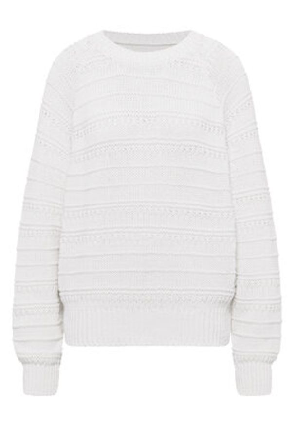 Mustang Sweter Silas 1016782 Écru Regular Fit. Kolor: kremowy. Materiał: syntetyk, bawełna