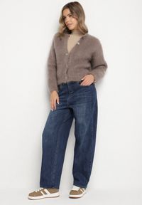 Born2be - Niebieskie Jeansy o Kroju Barrel z Wysokim Stanem Salisana. Okazja: na co dzień. Stan: podwyższony. Kolor: niebieski. Styl: casual, elegancki #7