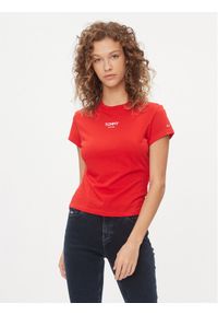 Tommy Jeans T-Shirt Bby Essential Logo DW0DW16435 Czerwony Slim Fit. Kolor: czerwony. Materiał: bawełna, syntetyk