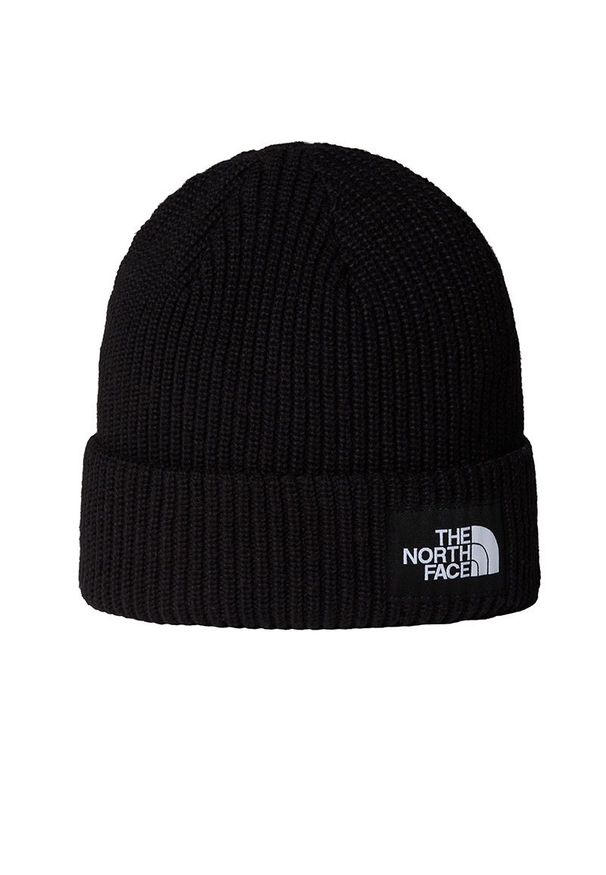 Czapka The North Face Beanie Salty 0A8CGZJK31 - czarna. Kolor: czarny. Materiał: materiał, bawełna. Wzór: aplikacja, ze splotem. Styl: klasyczny