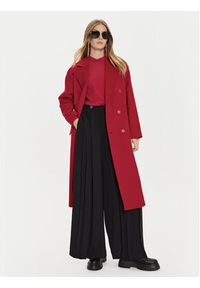 TwinSet - TWINSET Płaszcz wełniany 242TT2203 Czerwony Loose Fit. Kolor: czerwony. Materiał: wełna #4