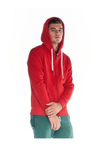 LEONE 1947 APPAREL - Męska bluza z kapturem i zamkiem błyskawicznym na całej długości Heavy Basic. Typ kołnierza: kaptur. Kolor: czerwony. Materiał: tkanina. Sport: fitness