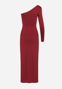 Born2be - Bordowa Kopertowa Sukienka Maxi na Jedno Ramię z Marszczeniami Analaura. Okazja: na imprezę. Kolor: czerwony. Materiał: wiskoza. Typ sukienki: kopertowe. Styl: elegancki. Długość: maxi #4