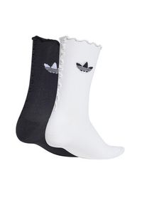 Adidas - adidas Zestaw 2 par wysokich skarpet damskich Ruffle Sock 2P JD5623 Biały. Kolor: biały. Materiał: materiał, poliamid