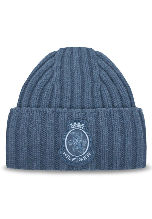 TOMMY HILFIGER - Tommy Hilfiger Czapka Th Crest Fluffy AW0AW18210 Niebieski. Kolor: niebieski. Materiał: wełna
