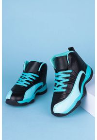Casu - Czarne buty sportowe sznurowane casu 201h/bm. Kolor: czarny, wielokolorowy, niebieski