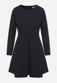 Born2be - Granatowa Elegancka Sukienka o Rozkloszowanym Kroju Temitonia. Kolor: niebieski. Długość rękawa: długi rękaw. Styl: elegancki #5