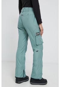 4f - 4F Spodnie damskie kolor zielony. Stan: podwyższony. Kolor: zielony. Materiał: materiał. Sezon: zima #1