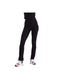 Spodnie Champion Minimal High-Waisted Leggings 116264-KK001 - czarne. Kolor: czarny. Materiał: bawełna, dresówka, elastan. Wzór: haft #1