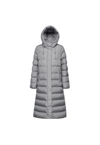 Długa kurtka puchowa damska z kapturem Geox Anylla. Typ kołnierza: kaptur. Kolor: szary. Materiał: puch. Długość: długie #1