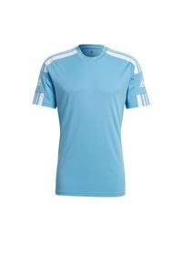 Adidas - Squadra 21 t-shirt 726. Kolor: niebieski, biały, wielokolorowy. Materiał: materiał, poliester. Sport: piłka nożna, fitness #1