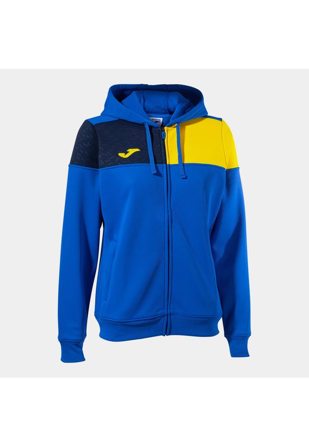 Damska bluza dresowa z kapturem Joma Crew V. Typ kołnierza: kaptur. Kolor: żółty, niebieski, wielokolorowy. Materiał: dresówka. Sport: piłka nożna