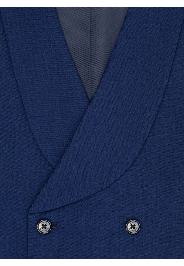 Pako Lorente - PAKO LORENTE – Granatowa dwurzędowa kamizelka męska. Kolor: niebieski. Materiał: wełna, elastan. Wzór: gładki