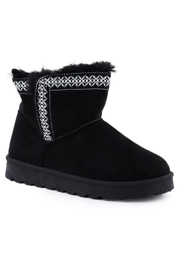 POTOCKI - Botki damskie śniegowce zamszowe czarne Potocki 06303. Kolor: czarny. Materiał: zamsz, skóra ekologiczna