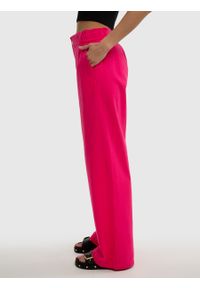 Big-Star - Spodnie damskie z szeroką nogawką z dodatkiem lnu różowe Malu 602. Okazja: na co dzień. Kolor: różowy. Materiał: len. Styl: casual #6