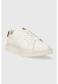 Lauren Ralph Lauren sneakersy skórzane Angeline 4 kolor biały 802918367001. Nosek buta: okrągły. Zapięcie: sznurówki. Kolor: biały. Materiał: skóra #4