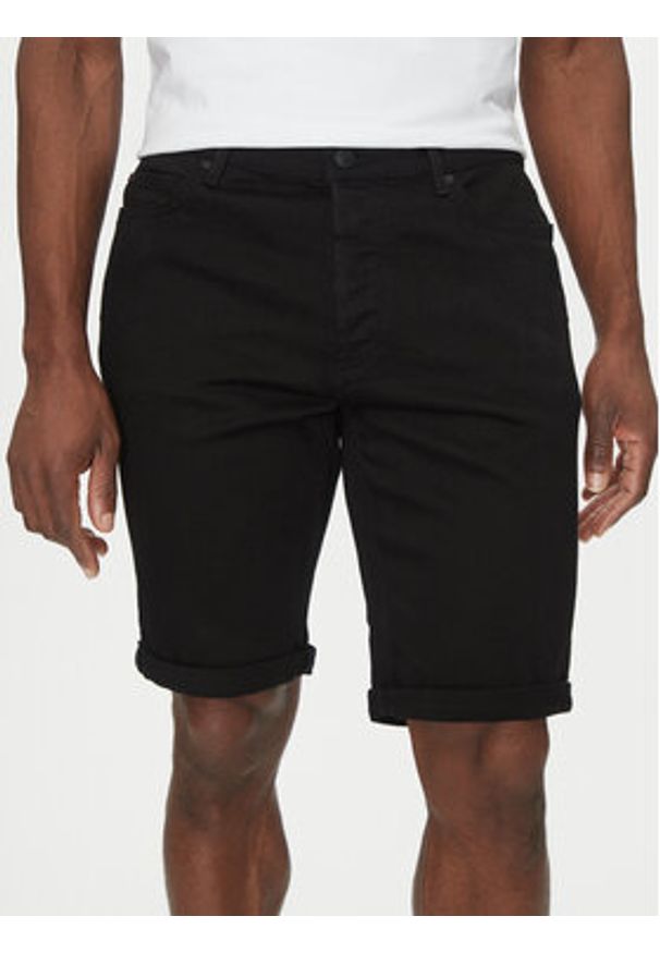 Hugo - HUGO Szorty jeansowe 50537718 Czarny Regular Fit. Kolor: czarny. Materiał: bawełna