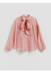 Reserved - Koszula z lyocellem - różowy. Kolor: różowy. Materiał: tkanina #1