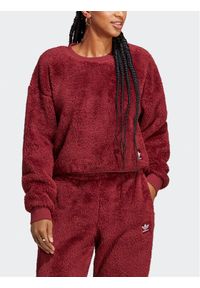 Adidas - adidas Bluza Essentials+ Fluffy Teddy Sweater HY1725 Czerwony Loose Fit. Kolor: czerwony. Materiał: syntetyk #1