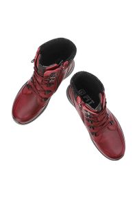 Bordowe Botki G-Comfort Modne Buty damskie. Okazja: na co dzień. Kolor: czerwony. Materiał: skóra. Styl: casual, elegancki #6