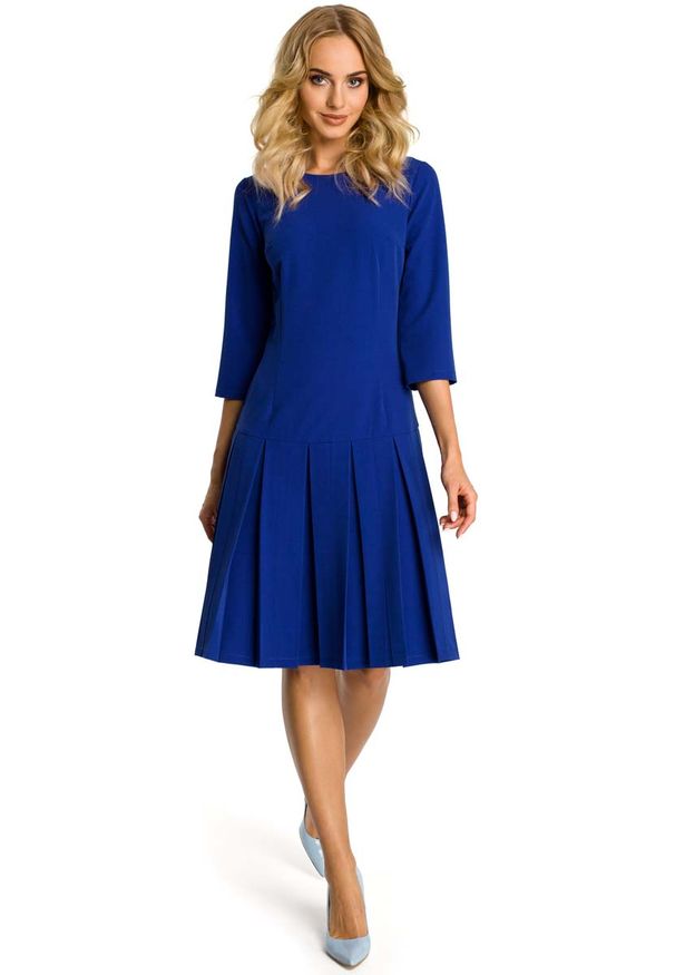 MOE - Chabrowa Sukienka z Obniżonym Stanem. Kolor: niebieski. Materiał: poliester, elastan, wiskoza