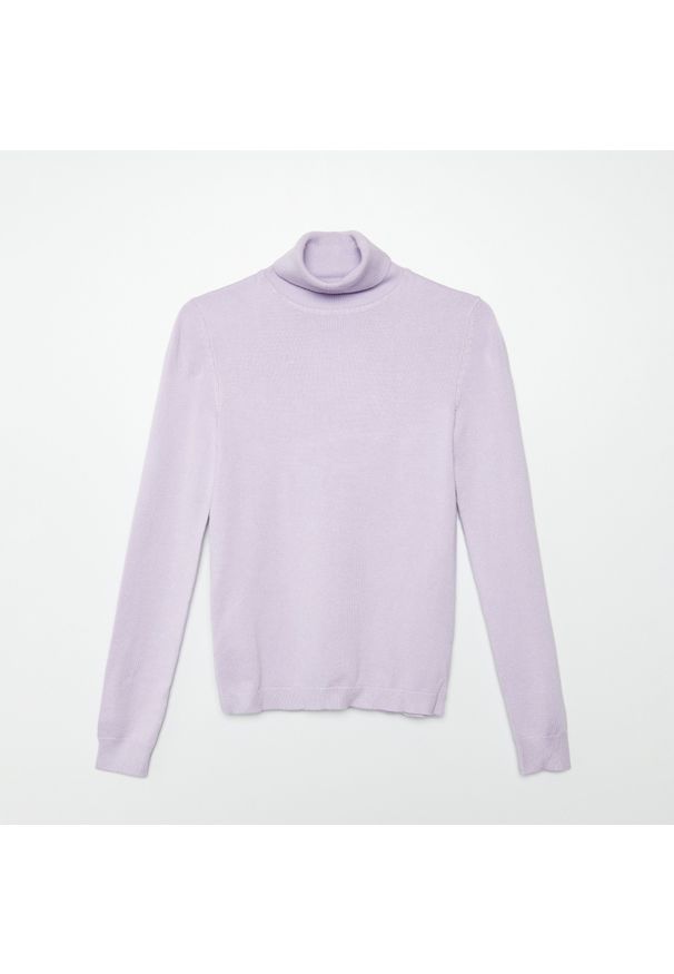 Cropp - Gładki sweter z golfem - Fioletowy. Typ kołnierza: golf. Kolor: fioletowy. Wzór: gładki