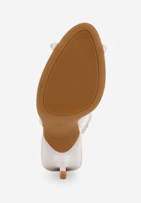 Renee - Białe Sandały Slingback VICES z Siateczki na Szpilce Zdobione Cyrkoniami Aethipe. Nosek buta: otwarty. Kolor: biały. Materiał: skóra, materiał. Wzór: aplikacja. Sezon: lato. Obcas: na szpilce. Wysokość obcasa: średni #9