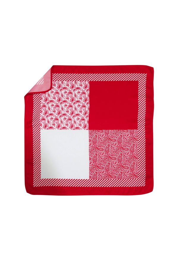 Modini - Czerwona poszetka w 4 wzory E238. Kolor: czerwony
