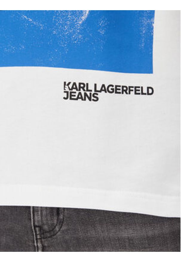 Karl Lagerfeld - KARL LAGERFELD T-Shirt A2M17036 Biały Regular Fit. Typ kołnierza: dekolt w karo. Kolor: biały. Materiał: bawełna