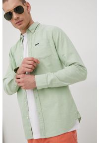 Superdry koszula bawełniana męska kolor zielony regular z kołnierzykiem button-down. Typ kołnierza: button down. Kolor: zielony. Materiał: bawełna. Długość rękawa: długi rękaw. Długość: długie #1