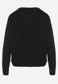 Born2be - Czarny Sweter z Ozdobnym Haftem z Przodu Minavira. Okazja: na co dzień. Kolor: czarny. Materiał: jeans. Wzór: haft. Styl: klasyczny, elegancki, casual #5